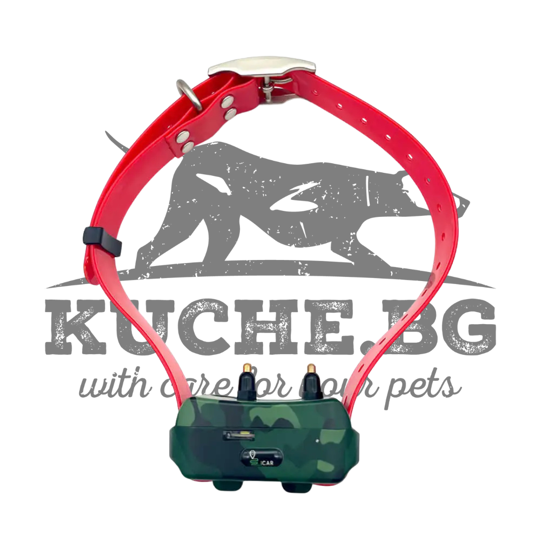 GPS тракер за кучета Icar IK122T-2000 с електрошок, червен колан, професионален контрол на домашни любимци.